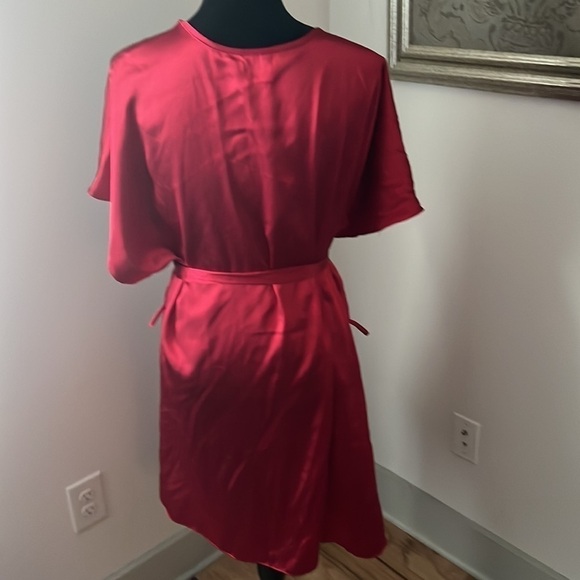 George Red Satin kimono style wrap around women’s robe Sz 3X - Picture 4 of 6